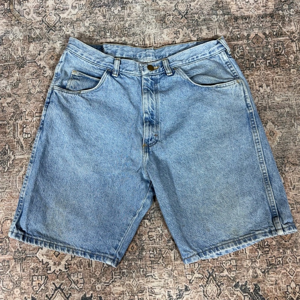 Vintage 90s Wrangler Denim Shorts Jorts Size 34 Baggy Light Wash 90s Fade